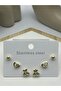 26Clk29 Heart and Cherry Detailed Gold Steel Earring Set - 2