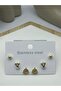 26clk23 stone triangle detailed gold steel earring set