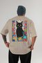 For the Love of Cats 98 Cat Printed Beige Oversize T-Shirt 100% Cotton Unisex Cat Lover Premium Design - 2