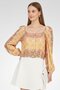Women Square Neck Long Sleeve Floral Print Top, Multicolor