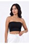 بلوزة نسائية سوداء بدون أكتاف من نوع Diver Strapless Bustier Crop