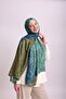 Ahenk Gradient Patterned Double-Sided Shawl - Blue Khaki Turquoise - 2