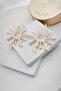 White Pearlescent Big Sun Gold Women's Earrings (6cm) - 3