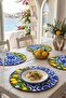 Motifli Lemon 4-Piece Plate Set – Sicily Themed - 30 Cm, 3 mm Mdf, Uv Printing, Table Presentation