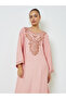 Pink Embroidered Jalabiya with Embellishment - 2
