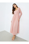 Pink Lace Sleeves A-Line Maxi Dress - 3