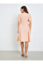 Peach Square Neck Knee Length Dress - 4