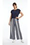 Dark Blue Batik Pano Printed Women's Pants Suit - 3