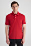 Slim Fit Red Pique Textured T-Shirt