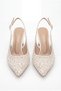 Amare Women's Pearl Bridal and Evening Dress Shoes with Open Back Heels 7cm - 3