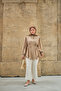Women's Ribbed Front Tie-Waist Shirt Beige - 3
