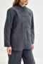 Striped Britli Tensel Shirt Pants Set Dark Navy Blue - 4