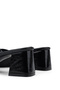 Women's Faux Leather Black Heeled Slippers - 5