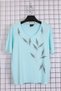 Women's Plus Size Lycra Crew Neck Stone Print Short Sleeve Mom T-Shirt Combed Cotton Blouse - 2
