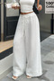 Women's Comfortable Cut Muslin Elastic Waist Wide Leg Pants - 2
