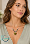 Handmade Ruby Stone Stringed Heart End Women's Necklace 45 cm Stainless Steel
