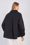 Women's Side Buttoned Pointed Collar Oversize Shirt - Black - 5