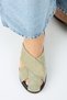 Olenka Women's Genuine Leather Pieced Sabo Water Green Slippers - 7