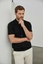 İnterview Polo Collar Buttoned Front Rayon Thin Knitwear Black T-Shirt - 4