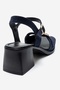 Yolen Navy Blue Suede Genuine Leather Women's Thick Heeled Sandals - 5