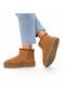 Women's Tan/Camel Suede Fur Inside, Thin Sole, Mini Ankle Length Daily Winter Boots - 5