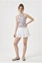 Women's Ribbed Printed Halter Neck Crop Blouse - 2