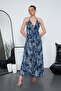 Long Oversized Dress with Halter Neck Detail and Backless Slit - 3