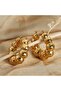Gold Color Bombed Ring Model 316L Steel Earrings - 2