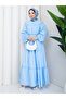 Drawstring Layered Ruffle Dress in Poplin Fabric - 4