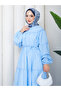 Drawstring Layered Ruffle Dress in Poplin Fabric - 2