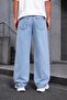 Men's Ice Blue Baggy Fit Wide Cut Jean Trousers - 2
