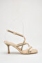 Gold Metallic Cross-Strap Heeled Evening Dress Sandals - 3