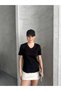 Women's V-Neck Interlock Fabric T-Shirt - 2