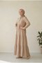 Beige Color Women's 100% Cotton Muslin Fabric Dress Buttoned Shirt Collar Long Hijab Dress Anti-Sweat Summer Dress - 8