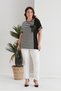 Plus Size Black and White Striped Short Sleeve T-Shirt - 4