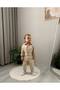Cream Baby Boy Salopet Set with Gingham Shirt and Bow Tie for Special Occasions - 3