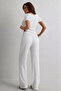 Women's Bubble Fabric Casual Stylish Blouse Wide Leg Pants Two-Piece Set - 3