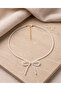 White Crystal Glass Beaded Bowknot Necklace Elegant Design Choker Choker - 2