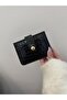 Women's Black Crocodile Pattern Snap Wallet & Card Holder - Minimal Design with Multiple Compartments, Transparent Window 9cm X 12cm