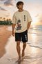 100% Cotton Oversize Men's T-Shirt Shorts Set Streetwear Summer Casual Fit - 7