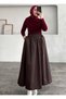 Women's Flared Skirt with Pockets and Elastic Waist in Poplin Fabric, Length 90 cm - 4
