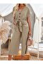 Women's short sleeve v-neck buttoned belted pocket detailed long jumpsuit - 3