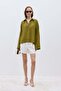 Oil Green Alessa Polo Collar Tencel Blouse - 2