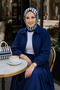 Women's Zippered Strawberry Fabric Navy Blue Jacket Skirt Double Set - 5