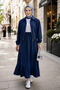 Women's Zippered Strawberry Fabric Navy Blue Jacket Skirt Double Set - 2