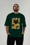 For the Love of Cats 68 Front Cat Printed Green Oversize T-Shirt 100% Cotton Unisex Cat Lover Premium Design - 5