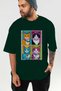 For the Sake of Cat 119 Front Cat Printed Green Oversize T-Shirt 100% Cotton Unisex Cat Lover Premium Design - 6