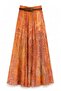 Women's Orange Ethnic Patterned Chiffon Long Maxi Skirt (Belt Included) - 7