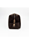 Brown Sun Embroidered Velvet Makeup Bag & Organizer 19X7.5X7 cm - 3