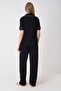 Aylam Lingerie Shirt Collar Front Buttoned Inter-Bias Ribbed 3-Piece Pajama Set with Robe - 7